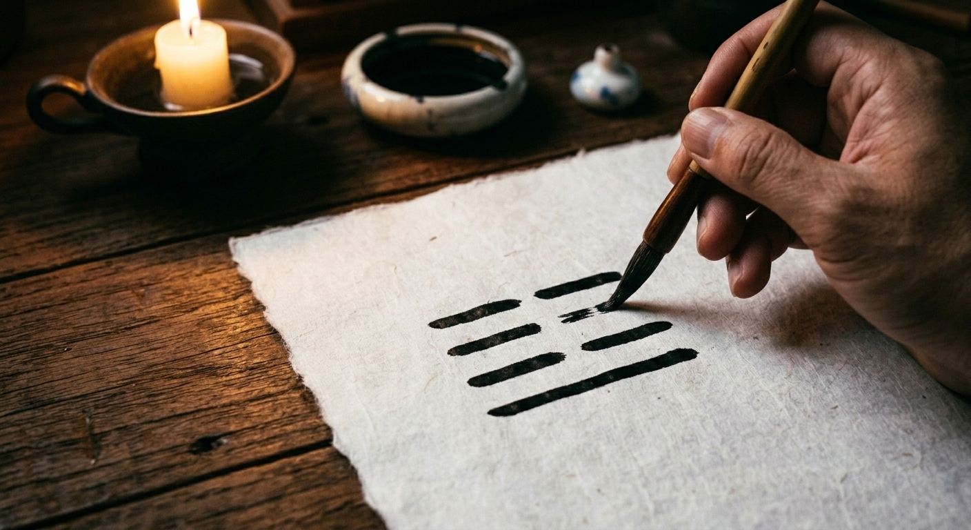 Desenhando o hexagrama de baixo para cima